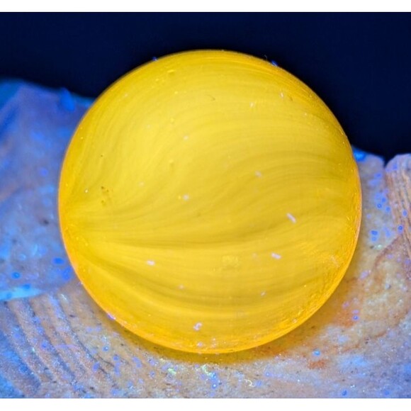 Other - Vintage Yellow Glass Shooter Marble 1"+ – UV Reactive Glow – See Photos